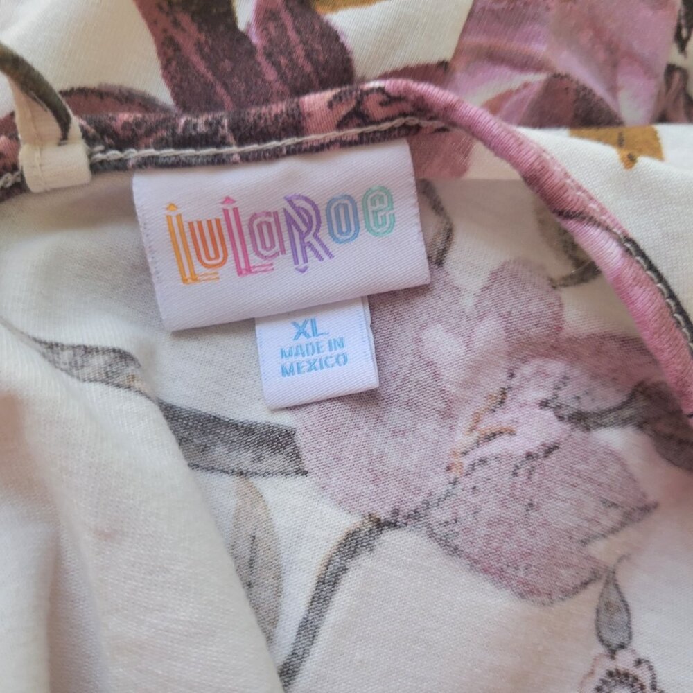 Lularoe Womens Top XL Camisole Purple Brown Floral Criss Cross FLO1E - Picture 7 of 9